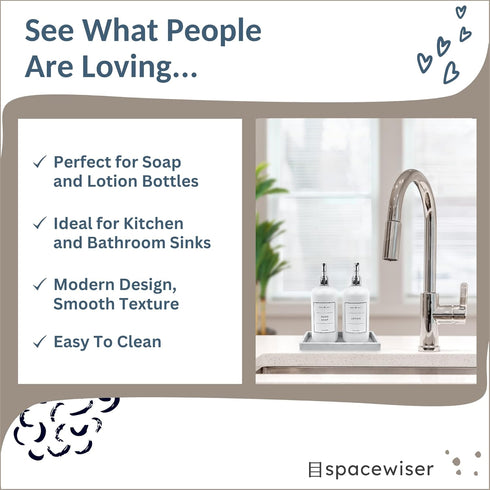 Small 7.7" Silicone Countertop Tray - Kitchen Sink Tray for Soap Bottles, Key Trinket Ring, Shatterproof Flexible Design