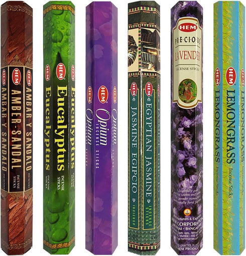 Hem Incense Sticks Variety Pack #28 with 6 Outstanding Fragrances and Incense Stick Holder Bundle