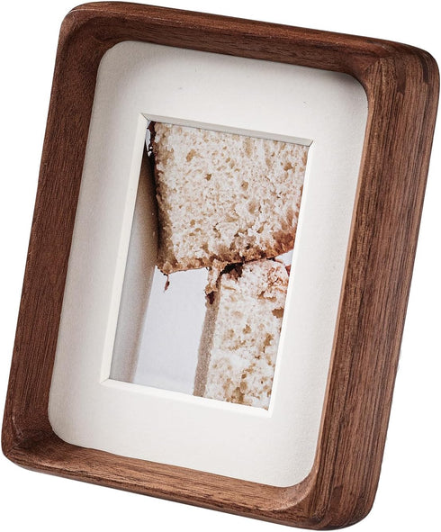 Youncewooder 3x4 Picture Frame with 2x3 Mat - Natural Walnut Wood small Rustic