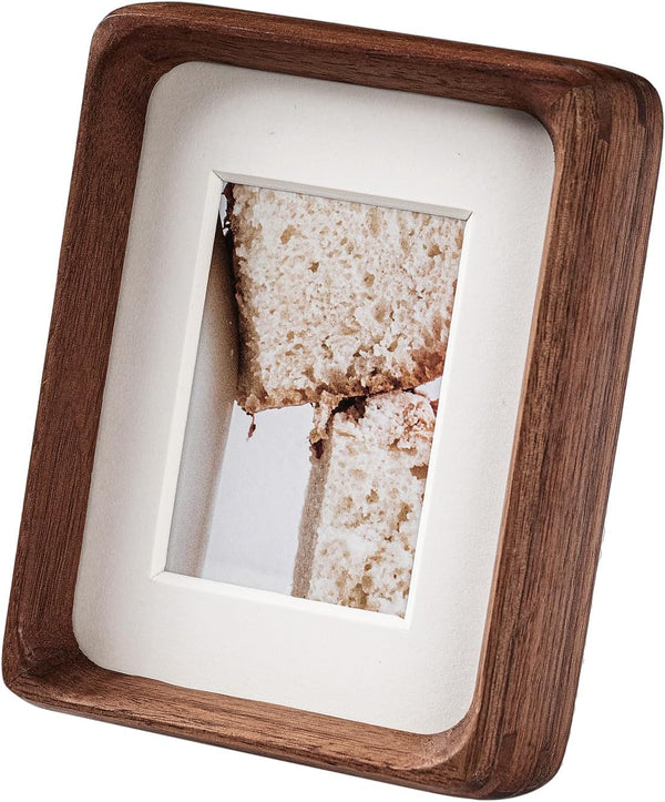 Youncewooder 3x4 Picture Frame with 2x3 Mat - Natural Walnut Wood small Rustic