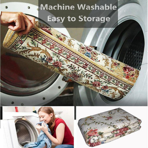 2'7'' 4, UKELER Luxury Soft Rustic Floral Area Rugs Washable Elegant Non Slip Accent Floor Rugs Carpet for Bedroom Kids