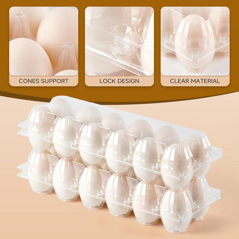 YIFIHGE 60 Pack Commercial 26 Duck Egg Cartons Jumbo Egg Cartons Cheap Bulk with Sticker Labels Clear Empty Plastic Egg