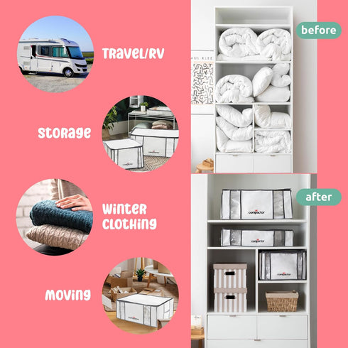 Compactor Vacuum Storage Bag XL | Space Saver Vacuum Storage Bags for Clothes, Comforters & Blankets | Ultimate Storage