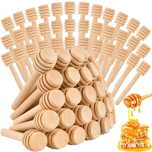 WEFOO 200 PCS Wooden Honey Dipper Sticks, 3 Inch Honey Sticks Mini Honeycomb