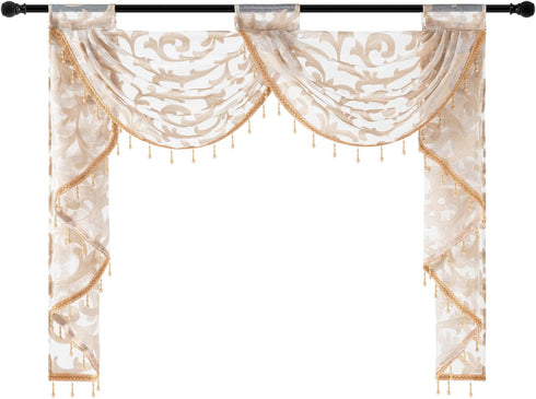 NAPEARL Waterfall Valance Window Treatment for Living Room, Two Swags Valance, Kitchen Bedroom Decoration