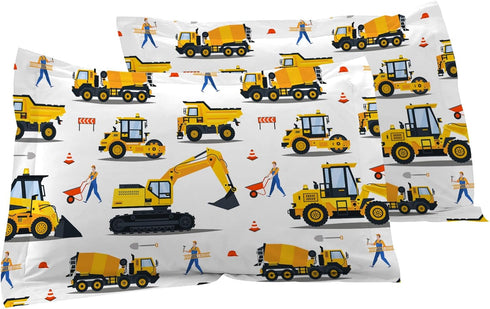 3D 1 2 Yasida Full Size Bed Sheets Boys Full Car Fitted Sheet Cartoon Excavator Truck Lifter Bedding Printed Washable
