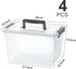 Citylife 4 Packs Clear Plastic Storage Bins with Latching Lids, Stackable Containers for Organizing Toys, Crafts, Tools