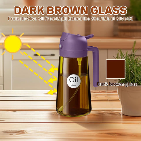 16oz/470ml 2 1 YARRAMATE Dark Brown Oil Sprayer for Cooking with Stickers, Food-grade Premium in Olive Oil Dispenser