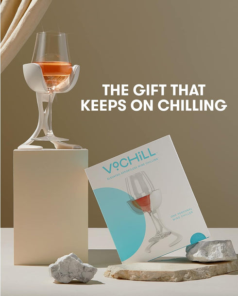 VoChill Stemmed Wine Glass Chiller | Made in USA | Quartz Single - Keeps Wine Perfectly Chilled in Your Glass