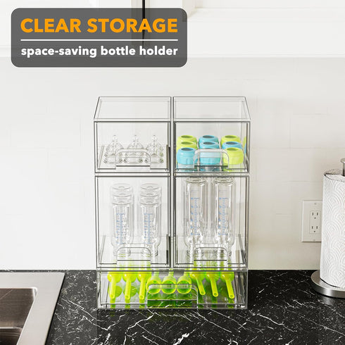 Countertop, 5 Pack, 2S2M1L, 15.4" SpaceAid Bottle Storage Organizer Baby - Acrylic Bottles Station Organizer Container