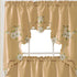 GOHD Cutwork Floral Kitchen Curtain Set, Swag Valance & Tier Set, Bronze Faux Silk Fabric
