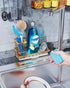 Consumest Sink Caddy, Kitchen Sponge Holder + Dish Brush Holder, Stainless Steel Rustproof Sink Organizer - Gold
