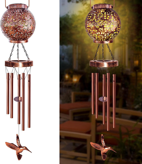 Wind Chimes for Outside, 38" Hummingbird Solar Wind Chimes Outdoor Gifts for Mom, Garden Decor