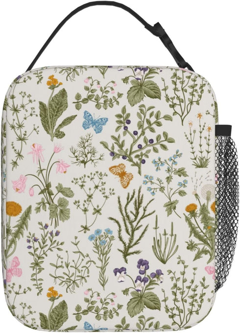 Pretty Wild Floral Insulated Lunch Bag, Reusable Cooler Tote for Girls & Boys, Leakproof Thermal Lunch Box for School