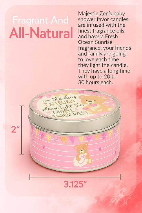 9-Pack 3040 Majestic Zen Baby Shower Candle Favors for Girls | Scented Soy Wax Candles | Baby Powder Scent | Hour Burn