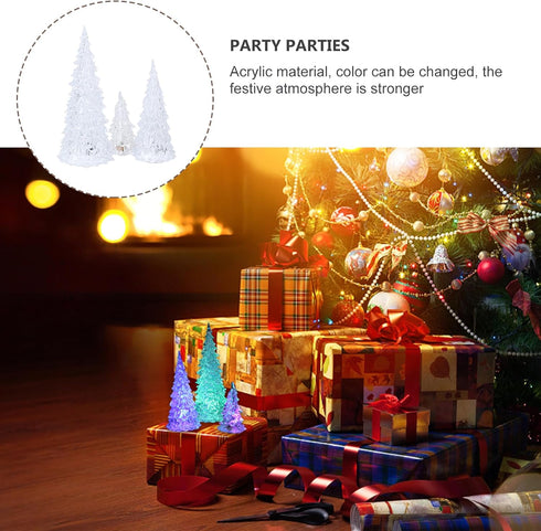 3 Beaupretty Pieces Lighted Christmas Tree Figurine Color Changing LED Acrylic Holiday Tree Christmas Table Top