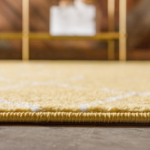Unique Loom Trellis Frieze Collection Area Rug - Geometric (Yellow/ Ivory, 3' Square)