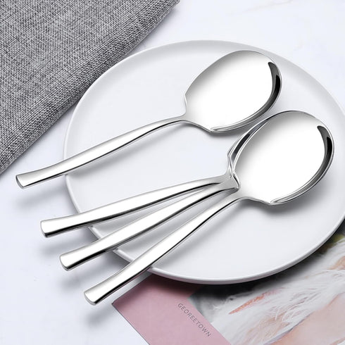 Set of 8 Stainless Steel Buffet Serving Spoons, Large Buffet Spoons for Serving