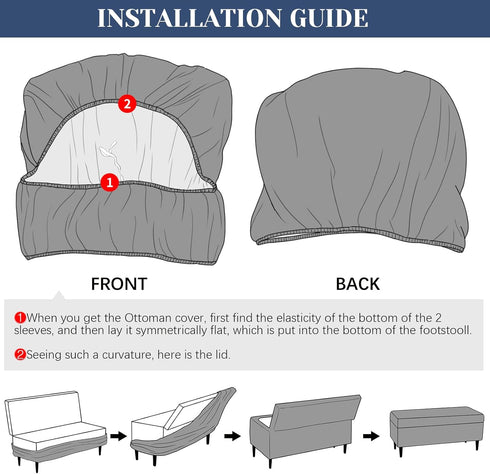 Large,83 FUANGUI Ottoman Cover Stretch Storage Ottoman Bench Slipcover Printed Folding Storage Bench Ottoman Cover