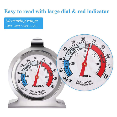 4PACK Refrigerator Thermometer, Classic Fridge Thermometer with Red Indicator, Large Dial for Freezer Refrigerator