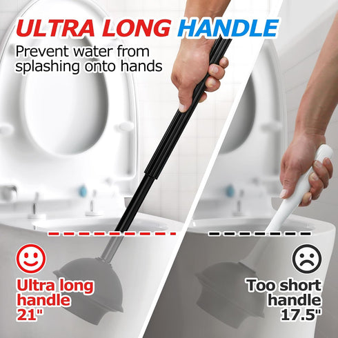 2Pack 2 1 Set, Set,Bathroom FORASTO in Toilet Brush and Plunger Extended Handle Plunger,Toilet Bowl Brush Plunger