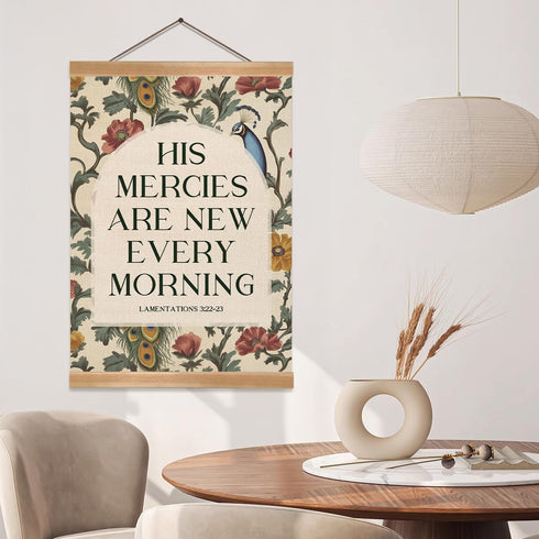 ZTGDA 12x16inch Christian Poster Wall Art Decor, Christian Bible Verse His Mercies are New Every Morning Boho Wall Art