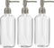 Clear Plastic Soap Dispenser Pump Bottles, 3 Pack, 16 Oz, BPA-Free Boston Round for Bathroom or Kitchen
