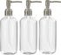 Clear Plastic Soap Dispenser Pump Bottles, 3 Pack, 16 Oz, BPA-Free Boston Round for Bathroom or Kitchen