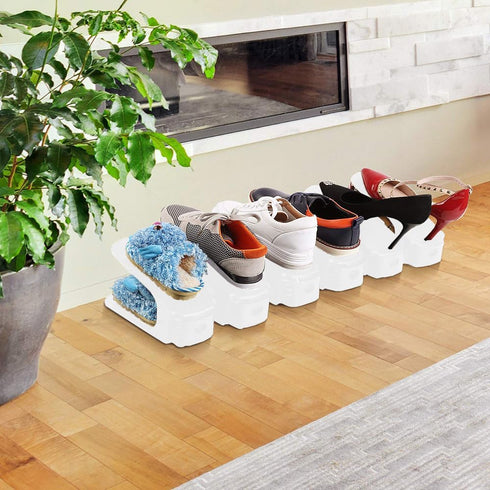 Soerreo (20 Set,White) Shoe Slot Storage Box Adjustable Shoe Rack Save Space Suitable for High Low Heels, Sneakers