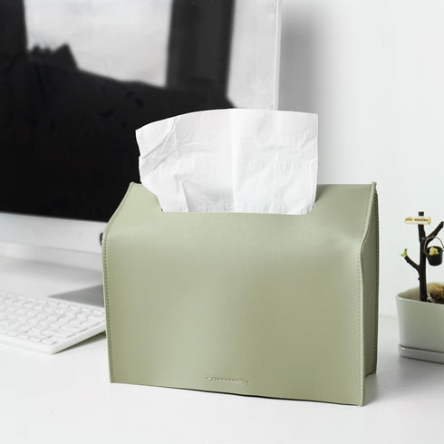 Haecsfl Towel(1-Green) Leather Cover for Disposable Paper Hand Towel Box, Compatible with Kleenex Paper Hand