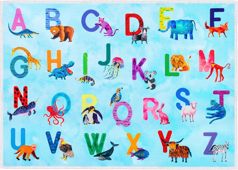 Classroom Rug Elementary Colorful Alphabet Kids Rugs for Playroom Machine Washable Nursery Rugs for ChildrenToddlers