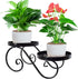 TLBTEK 2 tier Metal Plant Stand,Black Round Potted Planter Stands Indoor Outdoor