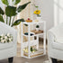 3-Tier YUFAM Small Narrow Wood Side Table with Charging Station, Skinny Nightstand for Small Space, Slim Bedside Table