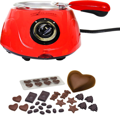 32+ Set 8.8 oz (250 Set Total Chef Electric Chocolatiere Melter Accessories Fondue Pot Chocolate Fountain and Candy