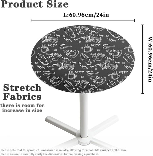 24 24 Inch x Cocktail Table Topper Covers Small Round Table Cloth with Elastic Fit Washable Table Cloth Decorative