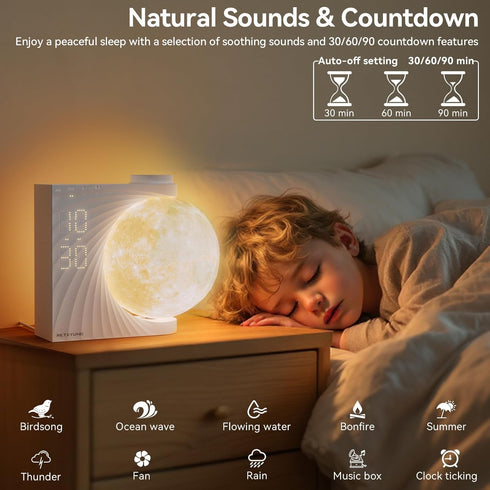 Light,10 Effects,30/60/90 Timer,10 Sounds,15 Ringtones,12 Snooze Sunrise Alarm Clocks for Heavy Sleepers,Night Lamp