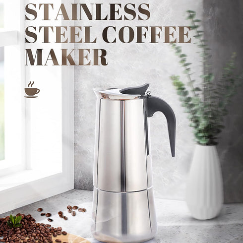 Atyhao Electric Coffee Maker, Food Grade Stainless Steel Moka Pot for Home and Outdoor Camping (100ml)