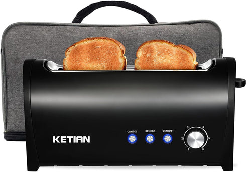 Long Slot Toaster, 2 Slice Stainless Steel with Cover, 1.65'' Extra Wide Slot, 6 Shade Settings, Removable Crumb Tray,