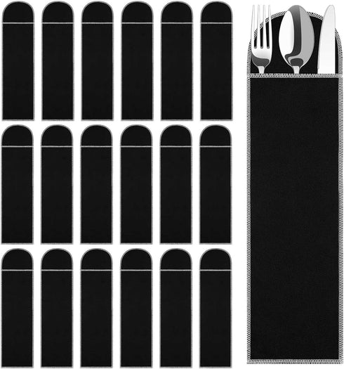 Weewooday 18 Pieces Silver Storage Bags, Flatware Storage Box, Black Velvet Cloth Organizers for Kitchen Utensils