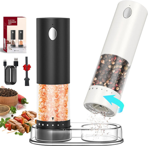 CIRCLE JOY Electric Salt and Pepper Grinder Set Rechargeable Salt and Pepper