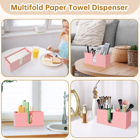 Countertop, Acrylic Paper Towel Holder Pink Paper Towel Dispenser, Napkin Holder, Suitable for Z-fold, C-fold