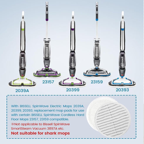 8 Pack Spin-Wave Mop Replacement Pads, Compatible with Bissell Spin-Wave Series Steam Mop