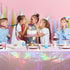 Pascliyna 6 Pack 54x108 Inch Iridescent Light Pink Tablecloth for Parties, Pastel Pink Holographic Plastic Table Cover
