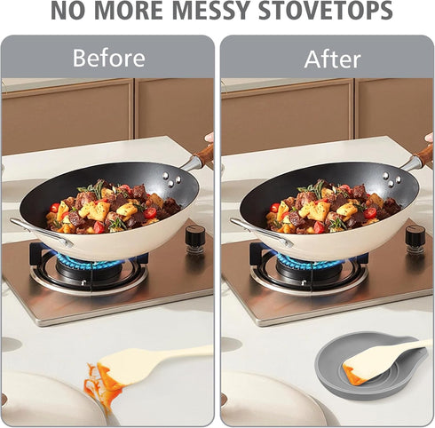 Silicone Spoon Rest for Kitchen Counter, Heat-Resistant Spoon Holder, BPA-Free, Large Utensil Rest for Cooking