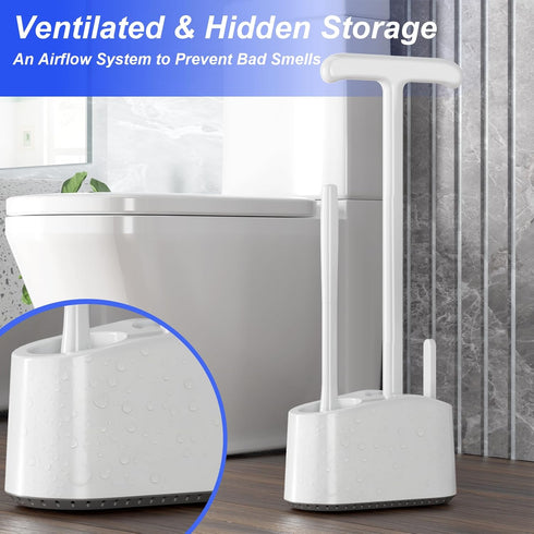 3 1 SetExtended Set,Bathroom in Toilet Brush and Plunger Handle Plunger,Heavy Duty Toilet Bowl Brush and Holder Hidden