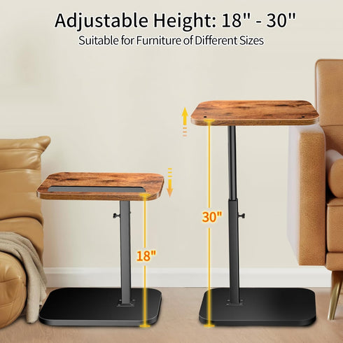 90 360 Small End Table Adjustable Height, Flip-Over Panel Side Table for Small Spaces Swivel TV Tray Couch Tables That