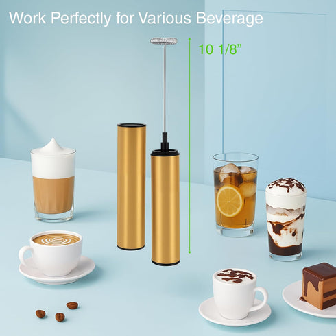 VOMELON Handheld,2-Speed 2 Rechargeable Electric Milk Frother Travel Frother with Tube Case, Milk Foamer Coffee Frother