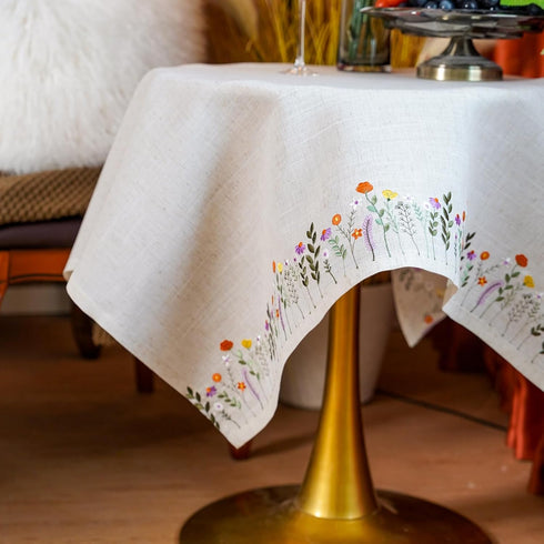 Country (43 43 Inch, ARTABLE Lace Tablecloth - Linen Color Embroidery Farm Elegant Coffee & Dining Tablecloth x