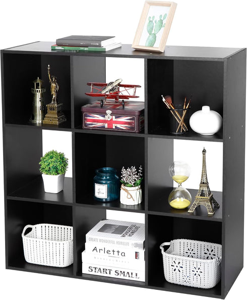 9 5 ZenStyle Cube Storage Shelf Organizer, Wooden Bookshelf System Display Cube Shelves Compartments, Customizable W/