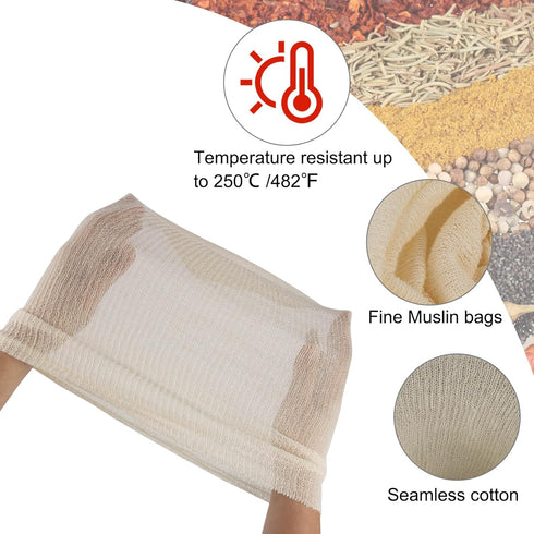 28 15 Pack Cotton Brew Bag Grain and Spice Beer Brewing Bags Muslin Bags Steeping Bags for Dry Hopping Grain Beer Wine